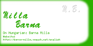 milla barna business card